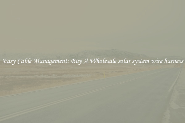 Easy Cable Management: Buy A Wholesale solar system wire harness