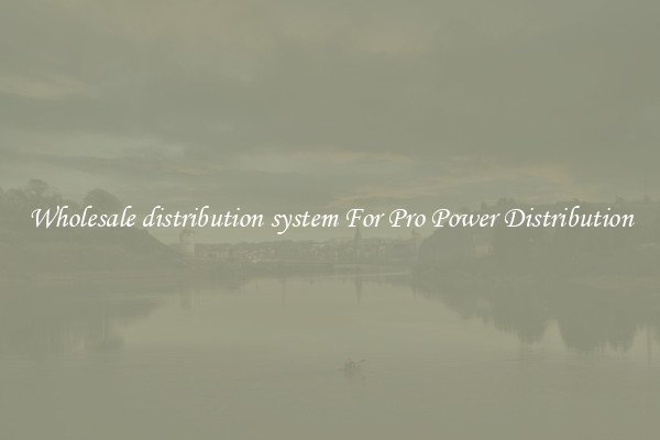 Wholesale distribution system For Pro Power Distribution